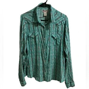 Wrangler Long Sleeve Pearl Button Snap Blouse Size XL